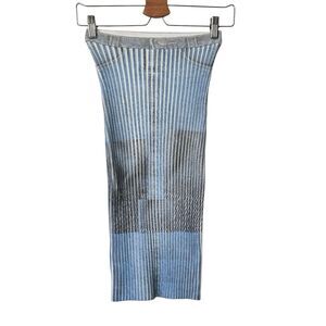 Giu giu Nonna Tube Skirt Pleated Blue Stretchy straight pencil Size S